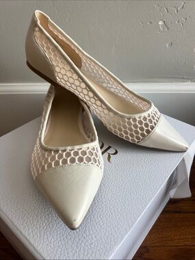 Nine West Women's Pointed Mesh Flats in Off-White